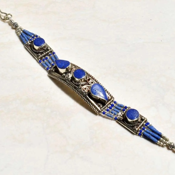 Tibetan silver gemstone ethnic bracelets - Picture 6 of 16